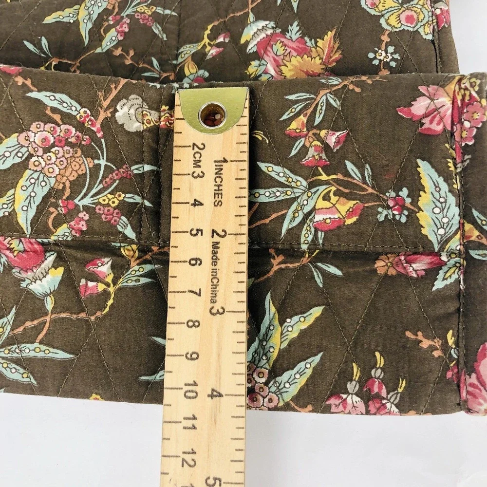 Garnet Hill 3-pc Quilted Toiletry Cosmetic Tote Purse Bag Brown Floral Set
